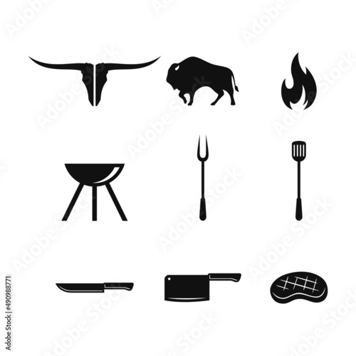 bbq and grill silhouette vector design for logo icon
