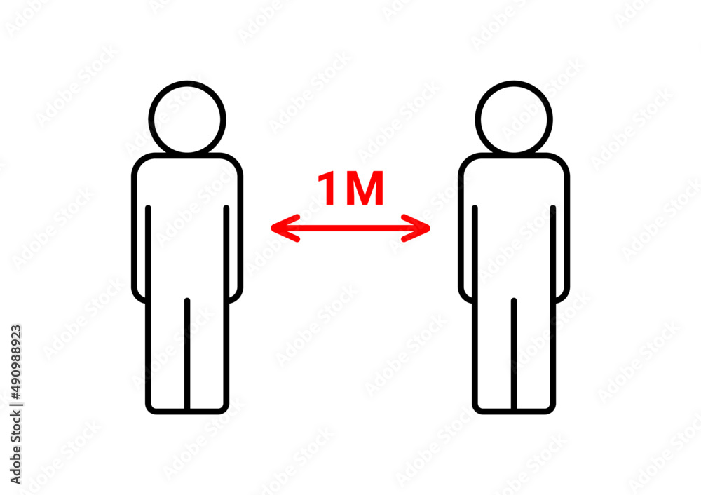 Keep one meter distance sign due to coronavirus crisis covid-19 disease spread. Step to protect yourself. Vector design. Keep one meter distance sign due to coronavirus crisis covid-19 disease spread. Step to protect yourself. Vector design.