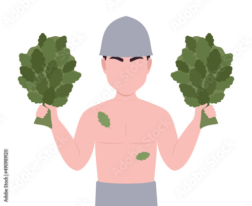man with bath brooms on a white background, vector illustration. spa.