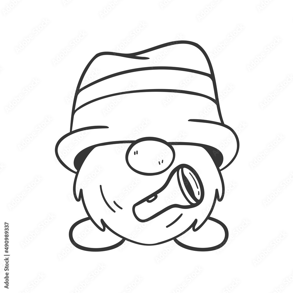 cartoon lines camping gnomes holding hiking gear coloring book for kids