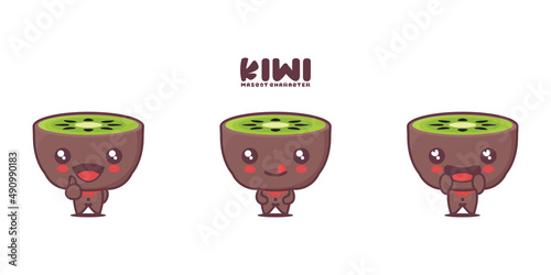 kiwi fruit cartoon illustration, with different expressions