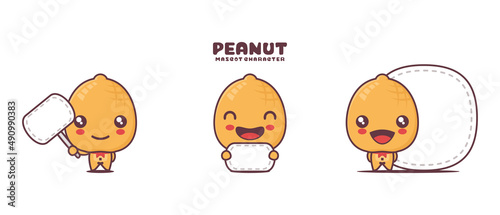 peanut cartoon illustration, with blank board banner