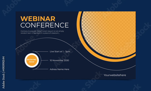 Horizontal webinar conference social media banner design