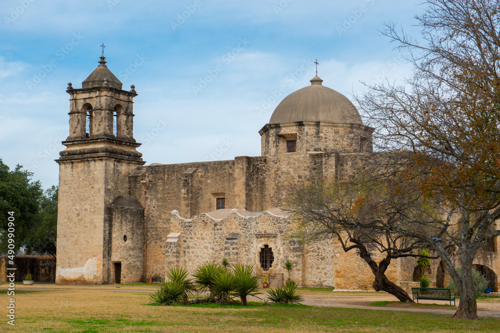 Mission San Jose y San Miguel de Aguayo in San Antonio, Texas TX, USA. The Mission is a part of the San Antonio Missions UNESCO World Heritage Site.