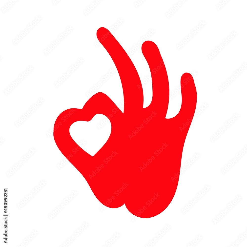 Okay Hand icon design isolated on white background. Heart Vector illustration Okay Hand icon design isolated on white background. Heart Vector illustration
