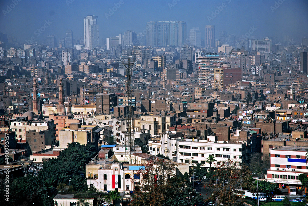 Poluição do ar na cidade do Cairo. Egito.