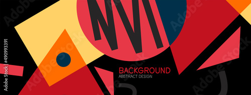Abstract background. Blocks, lines, triangles, circles composition. Techno or business concept for wallpaper, banner, background, landing page