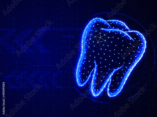 2d rendering tooth with digital background