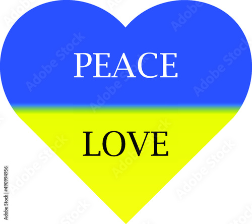 peace love blue yellow heart