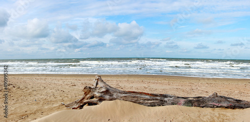 Coast of the Black Sea near Anapa during a storm in spring 
