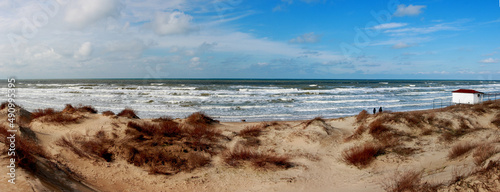 Coast of the Black Sea near Anapa during a storm in spring 