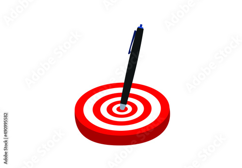 Pen hit centre target board, business success concept