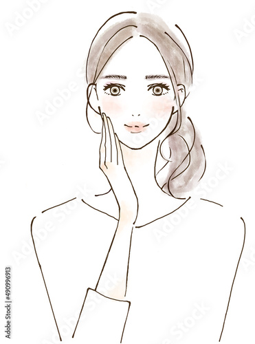 美容イラスト　健康的な若い女性