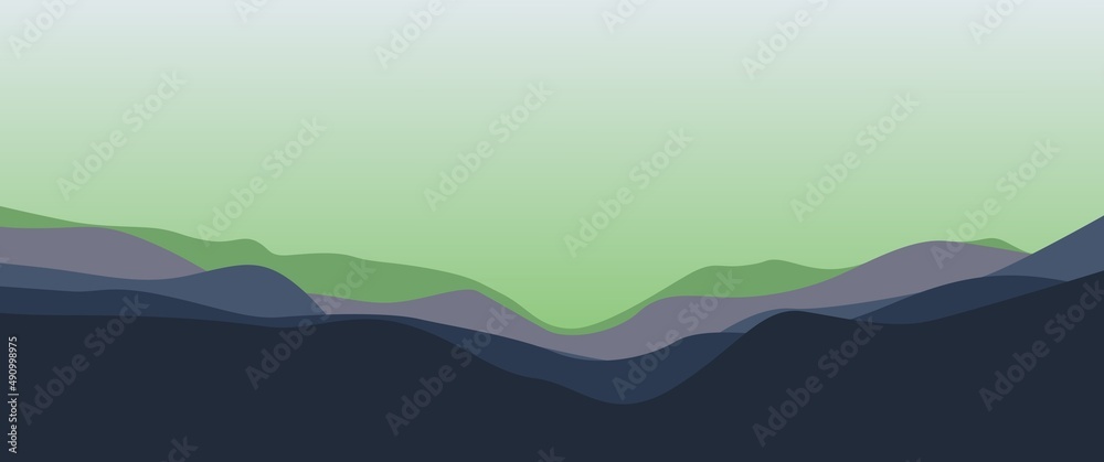 Mountain layers landscape with or without trees editable vector design concept can be used for background, backdrop, banner, nature banner, adventure banner, ads or website background or banner.