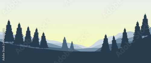 Mountain layers landscape with or without trees editable vector design concept can be used for background, backdrop, banner, nature banner, adventure banner, ads or website background or banner.