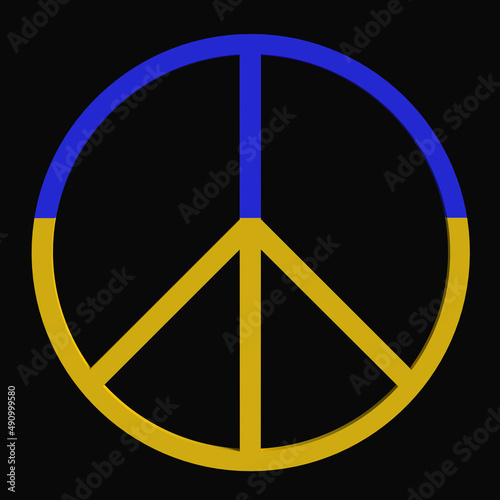 Ukraine peace symbols. Stay with ukraine. 3d render. © pavelvozmischev