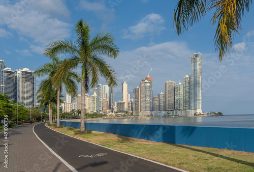 View of skyline and waterfront at Panama Bay, Panama City