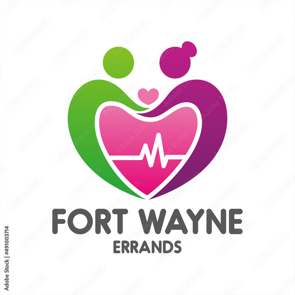 male and female logos forming a heart with a heartbeat, community care logo, caring logo, foundation logo male and female logos forming a heart with a heartbeat, community care logo, caring logo, foundation logo