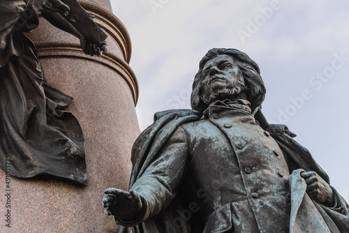 LVIV, UKRAINE - February, 2022:  Monument To Adam Mickiewicz. photo