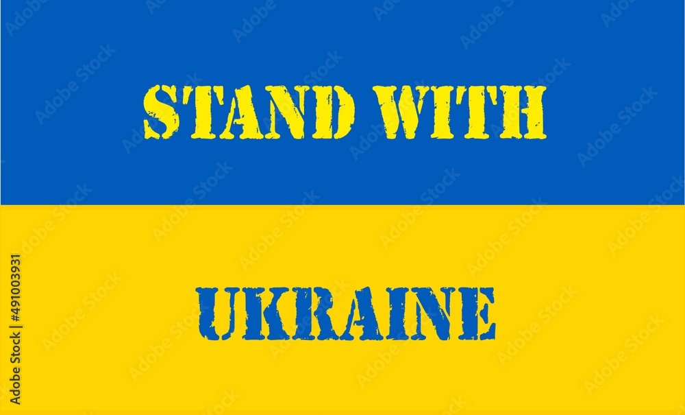 Fototapeta premium inscription stand with Ukraine on the ukrainien flag