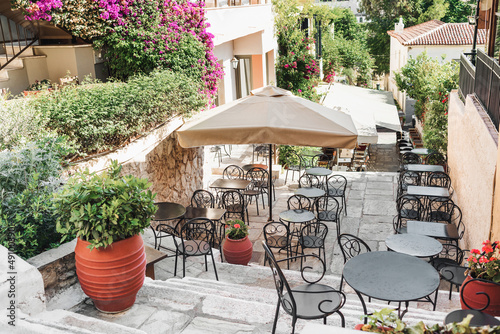Fototapeta Naklejka Na Ścianę i Meble -  Athens, Greece, beautiful street in the old district of Plaka.