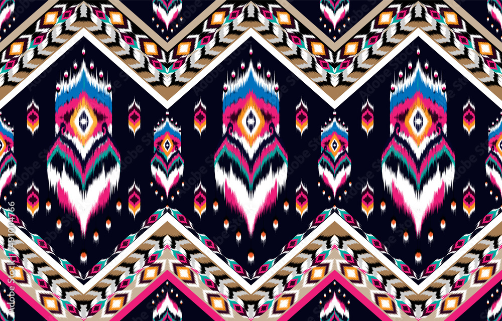 Ikat geometric folklore ornament. Tribal ethnic vector texture. 
Seamless striped pattern in Aztec style. Figure tribal embroidery. 
Indian, Scandinavian, Gyp
sy, Mexican, folk pattern.