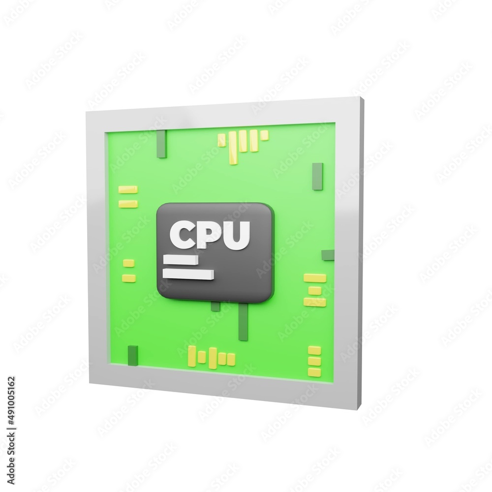 3d rendering cpu central processor unit icon illlustration 3d rendering cpu central processor unit icon illlustration