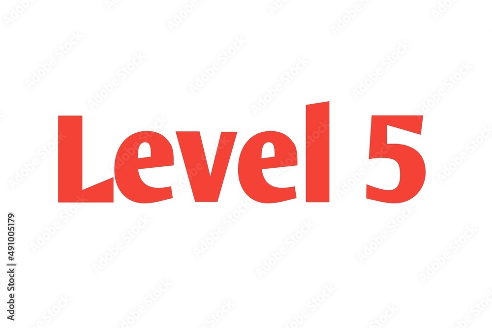 Level 5 sign in Red isolated on white background, 3d illustration