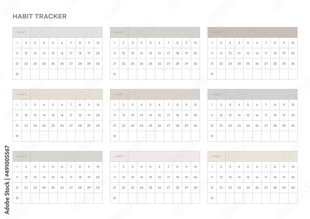 Note, scheduler, diary, calendar planner document template illustration. Habit tracker. Note, scheduler, diary, calendar planner document template illustration. Habit tracker.
