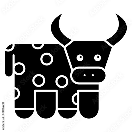 Cow Icon Cartoon. Mammal farm animal Character Symbol Vector
