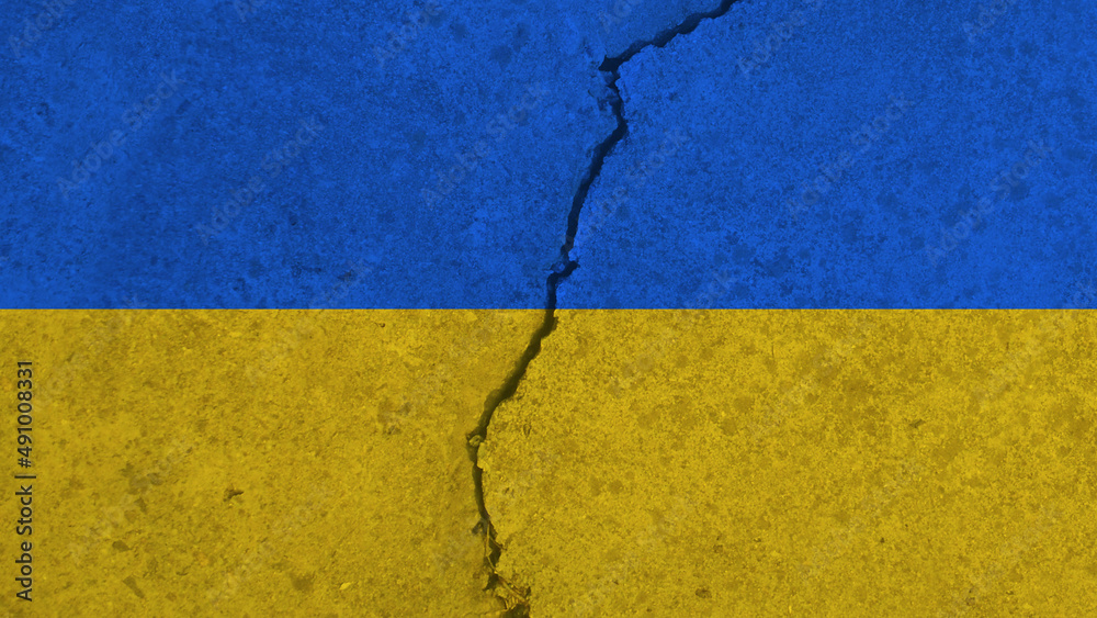 Image with national flag showing the economic impact of the war between Russia and Ukraine.