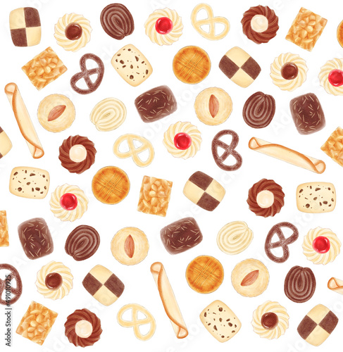 Cookie pattern drawn in digital watercolor