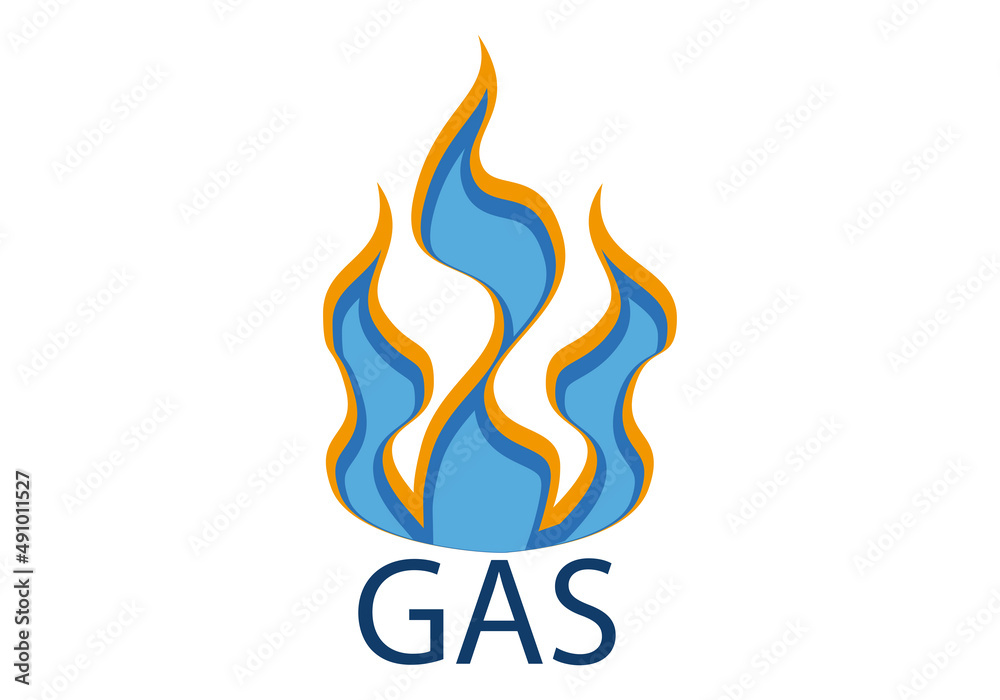 Icono de gas natural en fondo blanco.