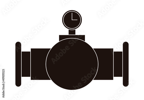 Válvula de oleoducto en icono negro.