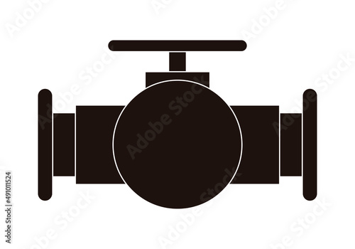 Válvula de oleoducto en icono negro.