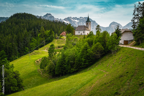 Sveti Duh church view in Kamnik - Savinja Alps, Slovenia photo