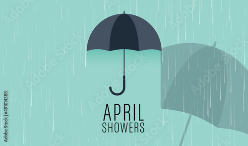 vector illustration of Umbrella in the rain for April showers.