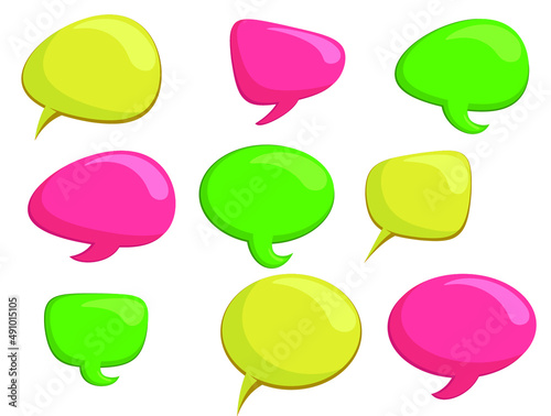 Set of colorful comic speech bubbles. Vector Illustration and graphic elements