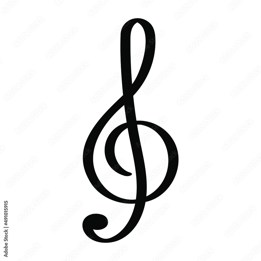 Hand drawn outline treble clef music note icon vector design. Hand drawn outline treble clef music note icon vector design.