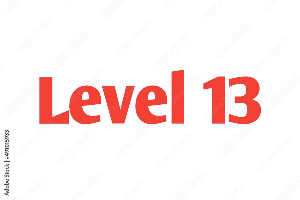 Level 13 sign in Red isolated on white background, 3d illustration