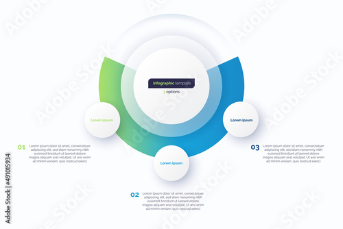 Three option circle infographic design template. Vector illustration