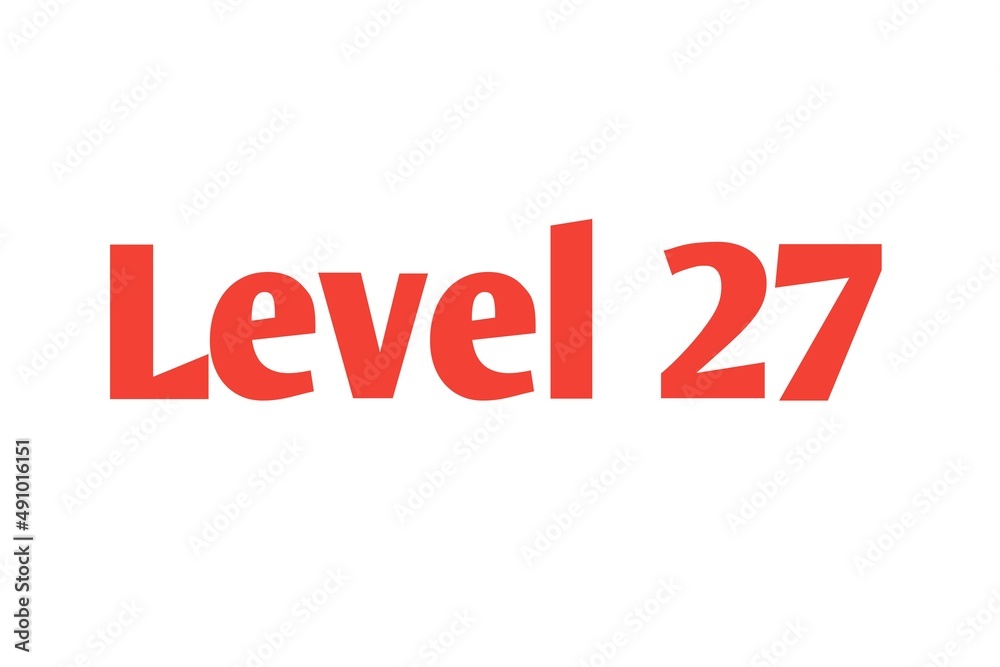 Level 27 sign in Red isolated on white background, 3d illustration Level 27 sign in Red isolated on white background, 3d illustration