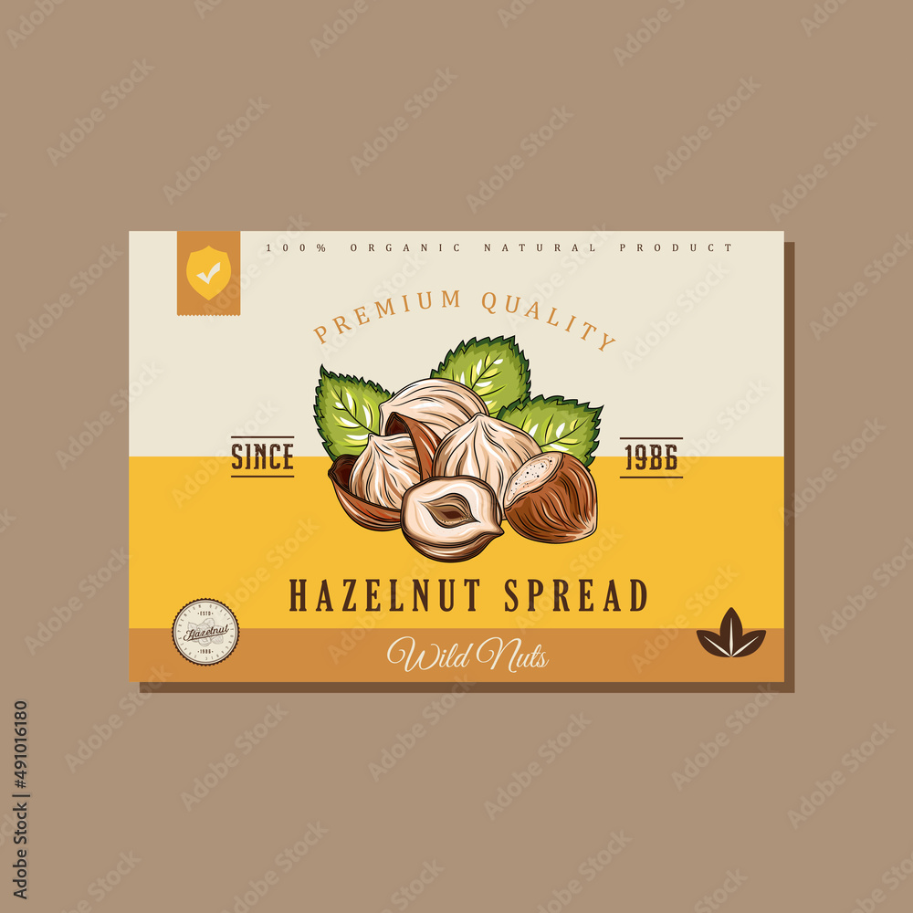 Realistic jar of peanut butter composition with branded can packaging and ripe arachis nuts vector illustration