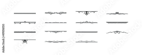 Set Black Simple Line Collection Doodle Border Elements Vector Design Style Sketch Isolated Illustration For Banner