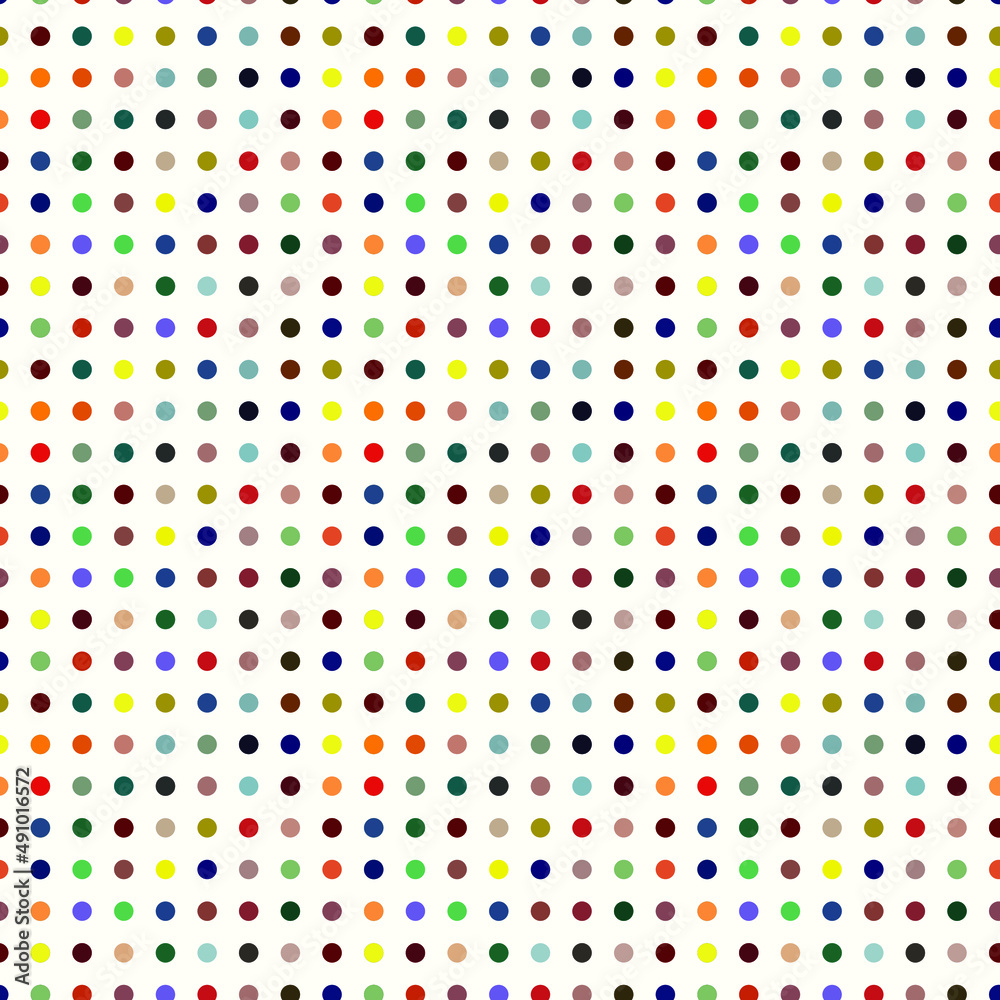 vector seamless pattern with ordered  multicolored dots, wrapping paper