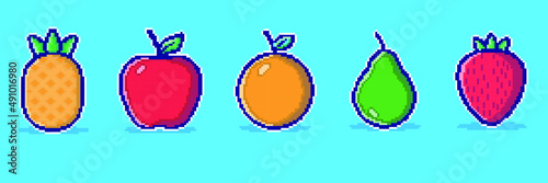 vector fruit pixel art theme