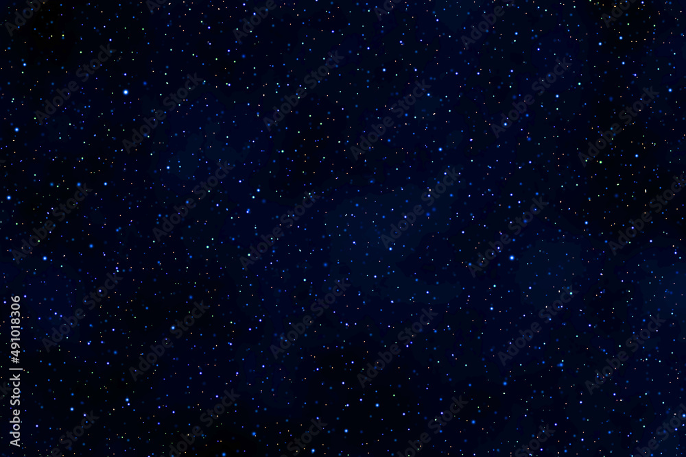Sky with stars.  Colourful galaxy space background.  Starry night sky.  Dark blue night sky with plenty stars.