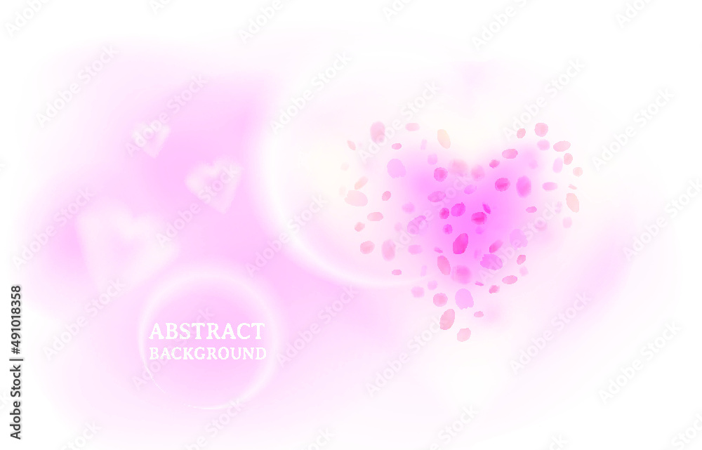 Sakura petals flying vector background. Pink flower petals wave illustration eith love heart.