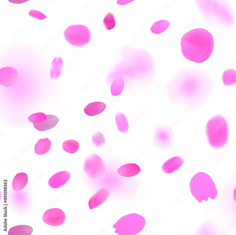 Seamless vector pattern. Pink sakura flower petals falling isolated on white.