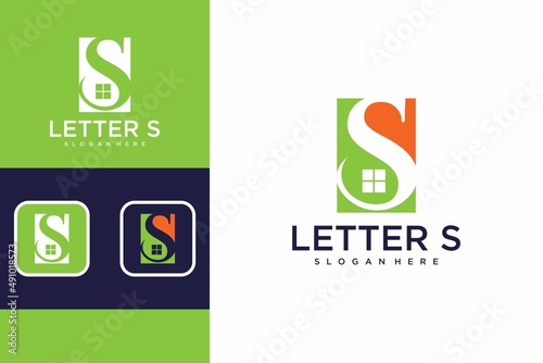Letter s with real estate logo design template  photo